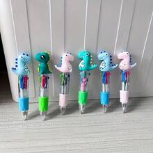 1/4/6/20 支随机颜色图案可爱伸缩圆珠笔，带 4 色墨水，椭圆形，各种彩色图案，节日礼物派对和派对礼物返校