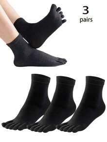 3/6/9 Pairs Men's Solid Color Straight Mid-Calf Toe Socks, Unisex Back To School Pride Month(US) Antibacterial Moisture Wicking Fabric, Suitable For Men And Women, All Seasons, Seamless Fit Any Foot - Multicolor - View 23