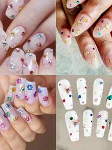 2.000 Peças Assortidas Tamanho Pedras de Strass de Vidro Bottom Plano, Pedras de Strass Redondas Multicoloridas K9 Bottom Plano, Decoração de Unhas