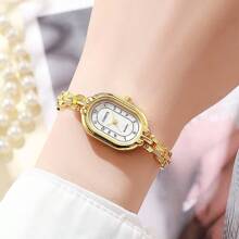Famous Brand Women Watch Thin Bracelet Watch Retro Small Gold Watch For Women Oval Dial Luxury Fashion Quartz Wristwatch