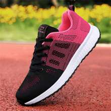 Zapatos deportivos casuales para mujer, con malla transpirable y suela antideslizante. Zapatillas de running versátiles y con color rosa. Plantilla aleatoria en color negro o rosa