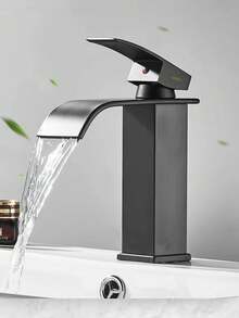 1pc Waterfall Faucet For Bathroom Sink - Elegant Stainless Steel Single Hole Chrome Faucet,Single Handle Bathroom Faucet For 1 Or 3 Holes,Rv Sink Camper Farmhouse Bathroom Faucet Bathroom Faucet, Single Hole Bathroom Faucet Black, Brushed Gold Bathroom Faucet - Multicolor - View 11