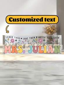 1pc Customized Teacher Desk Name Plate, Teacher Gifts, Teacher Sign, Teacher Appreciation Gifts, Teacher Name Sign, Back To School, Teacher Sign For Desk,Graphic Print,Christmas Gift Supplies - Multicolor - View 2