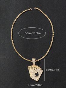 1 件嘻哈风格扑克牌吊坠项链，适合男女，街头风格礼物