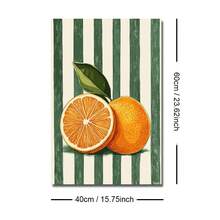 1 Peça Impressão em Tela de Arte de Frutas Vintage Listrada Laranja com Moldura/Sem Moldura, Decoração Minimalista Botânica de Fazenda, Arte de Parede Rústica para Sala de Estar, Sala de Jantar, Apartamento, Decoração Doméstica Moderna