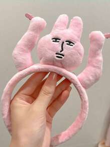 1pc Pink Rabbit Ear Funny Clips, Bangs Washing Face Headband, Cute Holiday Photo Props, Spring/Summer New Arrival, Suitable For Photo Shooting, Daily Outing, Festival Party Hairband Diadema Hair Hoop
