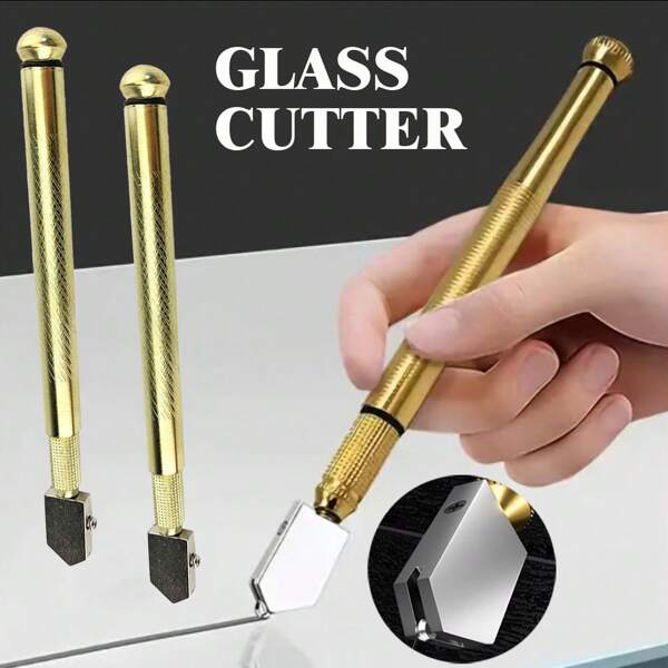 1pc/2pcs Glass Cutter, Upgraded Glass Cutting Tool, Pencil-Style Oil-Filled Tungsten Carbide Tip Glass Cutter, Battery-Free, Alloy Steel Material, Easy To Operate, Suitable For Mirrors, Glass