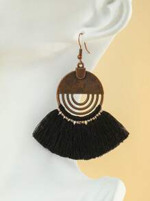 TopHanqi 3pcs/7pcs/12pcs/18pcs Random Bohemian Hollow Vintage Tassel Earrings Set, Multicolor Geometric Fan Shaped Dangle Earrings, Suitable For Daily Wear, Commuting, Party, Date, Gift, All Season