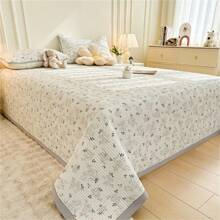 1 Peça Edredom Acolchoado de Estilo Country em Floral Miúdo Branco, Edredom de Algodão Acolchoado para Uso Multiuso, Adequado para Uso Doméstico em Todas as Estações (1 Peça de Edredom Apenas, Fronha Não Incluída)