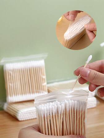 100 stuks dubbelzijdige wattenstaafjes voor het reinigen van nagels, houten stokjes, nagellak, UV-gel, correctieborstel, manicure, pedicure, accessoires, gereedschappen