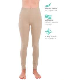 Ultra Soft High Rise Waist Full Length Basic Leggings  Plain - Khaki - View 1