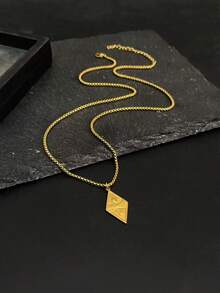 1pc Stainless Steel Hollow Sun Pendant Necklace, & Minimalist For Men