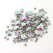 130 件 DIY 珠宝制作配件女孩混合形状水钻缝制宝石装饰套件，各种尺寸适用于 DIY 鞋子装饰、珠宝制作和时尚配饰 - 彩色 - 查看 16