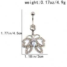 2pcs Of Non Piercing Fashionable Navel Nails, Painless Navel Rings, Cubic Zirconia Inlaid Butterfly Women's Summer Belly Dance, Beach Party, Bar Navel Nails, Navel Rings