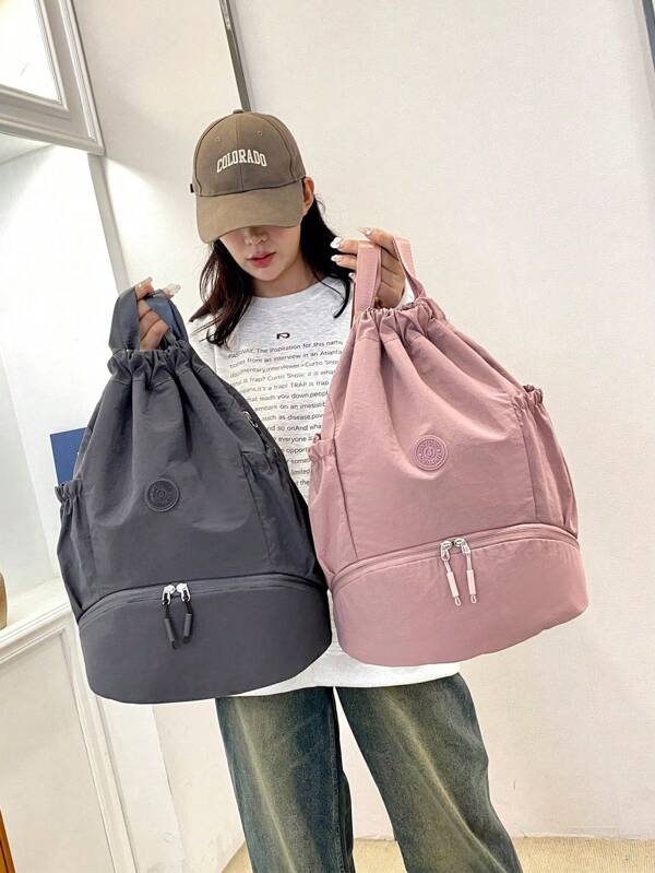 1 Stück großvolumige, farblich einfarbige, modische minimalistische Sporttasche, separate Nass- und Trockenabteilungen, Mehrere Taschen, leicht, Outdoor Wandern Reiserucksack