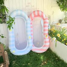 1 pieza Tumbona inflable flotante, sofá inflable portátil para exteriores para piscina, playa, vacaciones, artículos esenciales de playa, accesorios de playa - Multicolor - Ver 4
