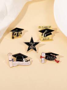 1/5pcs New 2025 Graduation Season Doctoral Cap Pin, Creative Graduation High Exam Full Marks Commemorative Badge, Graduation Decorations 2025, Graduation, Pins For Clothes