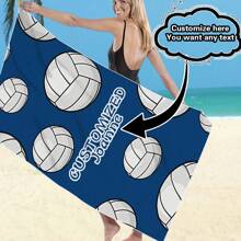 1pc Personalized Beach Towel With Custom Name And Volleyball Print - Super Absorbent, Microfiber, Color-Fast, Available In Multiple Sizes, Suitable For Beach, Pool, Yoga - Unisex Gift, Pool-Side Accessory | Vibrant Design | Color-Fast Fabric Travel Essentials Travel Accessories Beach Essentials