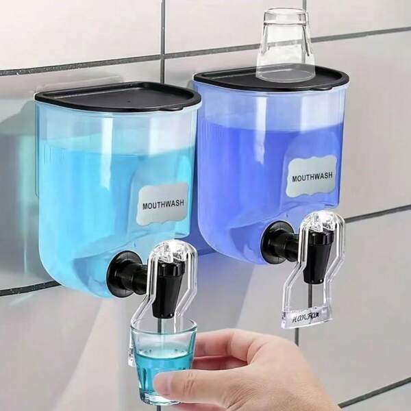Dispenser per collutorio da muro, distributore manuale a pressione per sapone liquido per le mani, shampoo, bagnoschiuma, contenitore per tonico, accessori da bagno per il rientro a scuola
