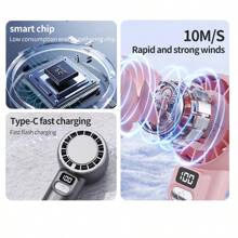 1 pieza Ventilador de mano mini recargable por USB, diseño sin aspas con turbina, motor sin escobillas de 13000RPM, potente turbo, 100 niveles, pantalla LCD, funcionamiento silencioso, larga vida útil de la batería, ventilador portátil para exteriores, ventilador regalo de artesanía exquisita