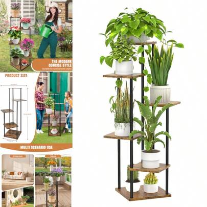 Royalswill Tall Plant Stand Corner Indoor, 116 Cm Large Metal Planter Stand For Multiple Plants, Tiered Plant Stand Display Rack For Garden Terrace Office Living Room