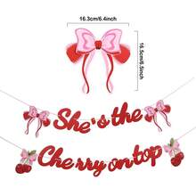 Set de 12 piezas decoración de fiesta de cumpleaños de cereza, incluyendo pancarta de cumpleaños, decoración colgante en espiral de cereza, adecuado para suministros de fiesta con tema de cereza - Rosa - Ver 4