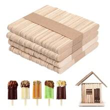 100pcs Ice Cream Sticks Popsicle Sticks DIY Handmade Crafting Materials Model Ice Cream Bar Wood Pieces Wooden Sticks