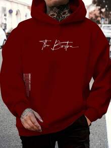 The Boston Men's Cotton Unisex Flannel Kangaroo Sweatshirt - 紫紅色 - 查看 1