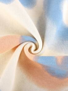 两件套女士渐变爱心印花圆领睡衣套装，长袖上衣带口袋，爱心印花长裤，舒适时尚，适合春秋季休闲穿着 - 彩色 - 查看 8