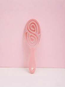 1 Pc Oval Hollow Design Brush, Large Curved Hair Comb, Home Volumizing Styling Brush, High Skull Massage Hair Brush, Suitable For All Hair Types, Dry & Wet Use, Promote Scalp Blood Circulation