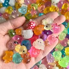 10/20/50pcs Luminous Resin Miniature Animals, Glow In The Dark Duck, Dolphin, Frog, Rabbit, Turtle Figurines, Stake Mount, No Electricity Needed, With For Garden, Party, Micro Landscape, Aquarium, Dollhouse Decor