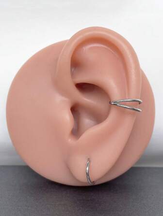 2pcs/4pcs/8pcs Solid Double Conch Earring Clicker Hoop, Nose Ring, Septum Hoop, Hoop Earring, 18G Clicker Hoops Daith Hoop Tragus Hoop Rook Hoop Summer Jewelry For Women