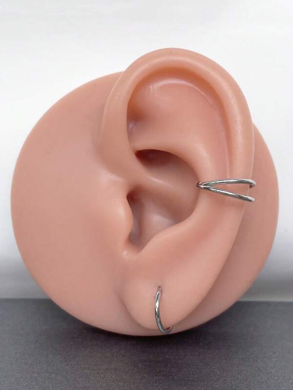2pcs/4pcs/8pcs Solid Double Conch Earring Clicker Hoop, Nose Ring, Septum Hoop, Hoop Earring, 18G Clicker Hoops Daith Hoop Tragus Hoop Rook Hoop Summer Jewelry For Women