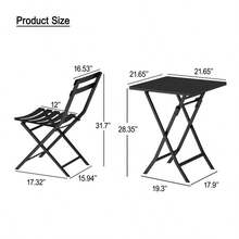 3 Piece Patio Bistro Set Of Foldable Square Table And Chairs, Yellow - 1 - View 10