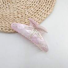 1pc Bag Starfish 12cm Fully Rhinestoned Elegant Acetate Hair Claw Clip, Suitable For Everyday Wear - Violet Purple - View 13