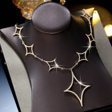 1 Set Small-Brand Minimalist Design Jewelry Set - Necklace & Earrings, Suitable For Everyday Commuting Wear