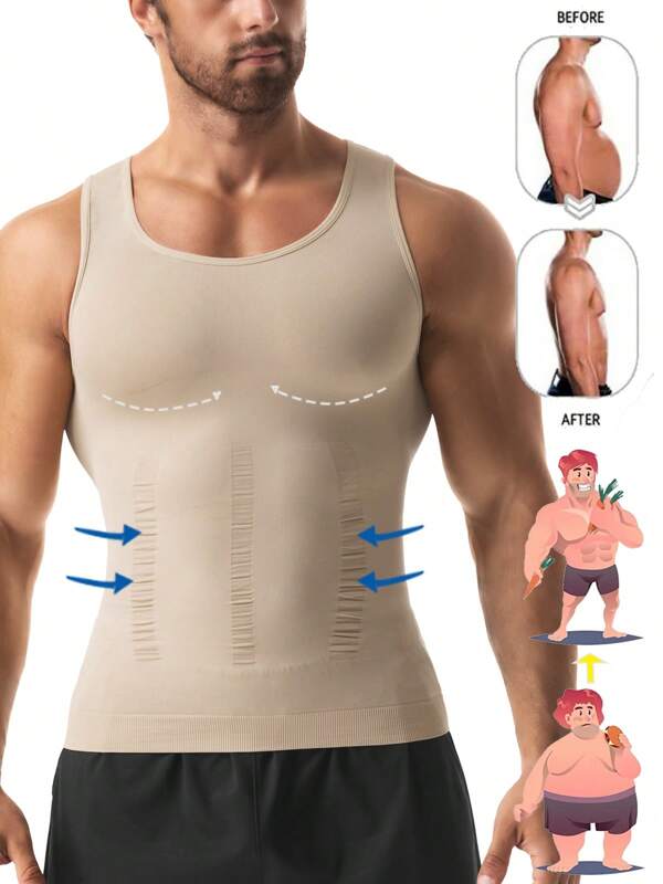 Men Slimming Body Shaper Chest Compression Shirts Tummy Control Shapewear Abdomen Slimming Vest Waist Trainer Corset Tank Tops