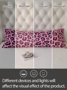 1 pieza 100% Poliéster, Estampado de Leopardo Rosa, Funda de Almohada Larga, Adecuada para Decoración de Cama (Inserto de Almohada No Incluido) - Multicolor - Ver 5