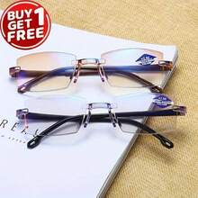 2 Pcs Bifocal Reading Glasses For Men And Women Rimless Distance And Near Dual-Use Presbyopia Glasses +1.0 To +4.0 - White - View 11