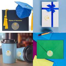 500pcs Gold Foil Graduation Cap Stickers Transparent Self-Adhesive Labels, Envelopes Seals For 2025 Graduates, Graduation Party Gifts - Multicolor - View 2