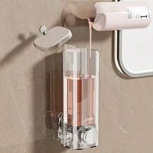 壁挂式液体皂液器，浴室厨房洗手液沐浴露洗发水泵瓶，大容量，强力粘合，无需钻孔，开学季适用 - 彩色 - 查看 4