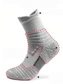 1/2/3 双篮球袜，中筒长度，适合青少年和成人，专业运动袜，底部采用毛圈布，适合篮球、跑步和运动 - 彩色 - 查看 4