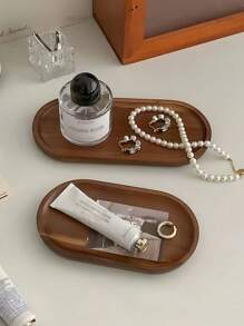 1pc Creative Scandinavian Minimalist Paulownia Wood Tray, Desktop Aromatherapy Candle Stand, Wooden Plate Entryway Key Holder Jewelry Earrings Necklace Organizer For Women Storage Organizer Travel Holiday Essential Fall Decor Autumn Halloween