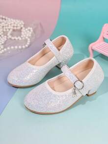 1 Pair Cute New Princess High Heel Shoes, Suitable For Children's Dance Recital - White - View 3