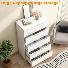 White Dresser With 5 Drawers For Bedroom,48'' Tall Wood Chest Of Drawers, Large Storage Dresser Organizer For Clothes, Living Room, Bedroom, Hallway - 白色 - 查看 2