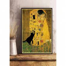 1pc Wall Arts Posters Optional Frame Vintage Van Gogh Monet Waterlily Black Cat Posters Coffee Stickers Kraft Paper Living Community Bar Art Painting Home Room Decoration ,Wall Art With Frame - Multicolor - View 21