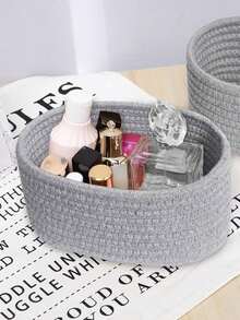 1pc Desktop Storage Basket, Random Color Handwoven Rattan Organizer Box For Makeup, Snacks, Entryway - Multicolor - View 4