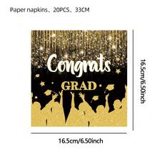 20PCS Gatherfun Graduation Party Napkins 2025 Graduation Party Supplies Purple Napkins Cocktail Napkins For Congrats Grad Party Decorations - Black - View 12