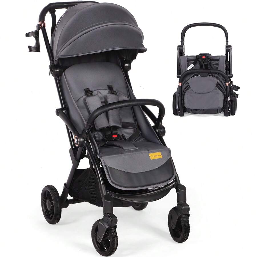 Jooli H Pushchair 0-3 Years, Lightweight Compact Baby Stroller With Reclining Backrest, 5-Point Harness, Rain Cover, Reversible Seat And Carrycot, Easy Fold Travel Buggy For Toddlers, Dark Grey - Dark Grey - View 1