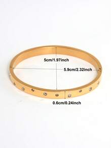 Brazalete estilo pulsera con flor chapado en oro de 18K de acero inoxidable, incrustado con circonita cúbica, impermeable, joyería de muñeca de estilo europeo y americano para mujer, adecuado para uso casual, boda, fiesta, regalo del Día de San Valentín